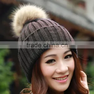 2014 New Women's Knit Cap Beanie Hat With Fur Korean Style Knitted Hat SV007977 thumbnail-4