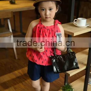 Lovely Fashion 2016 Girl Sleeveless Blouse Summer Blouse off Shoulder Blouse Bright Color Baby Girl Printed Dress for Summer thumbnail-4