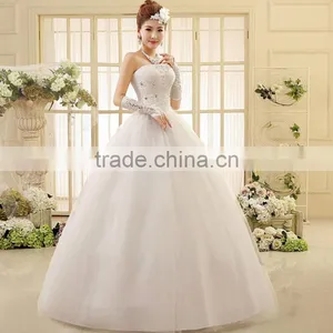 High Quality Strapless Pleats Muslim Wedding Dress thumbnail-3