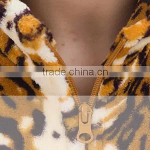 Women Sexy Animal Printed Fleece Fabric Bathrobe With Zipper thumbnail-3
