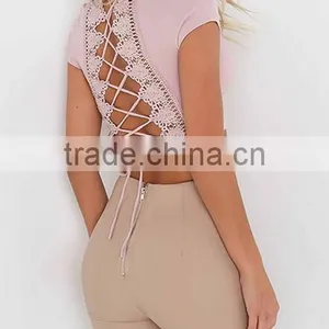 Runwaylover 117 Sexy Deep V-Neck Ladies 2017 Fashion Hollow Out Crop Tops thumbnail-3