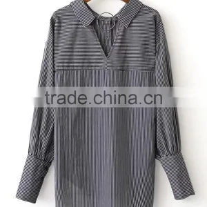 Runwaylover EY2377B New Style 2017 Ladies Fashion Loose Stripe Blouse thumbnail-6