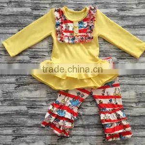 2017 Wholesale Fall Winter Boutique Clothing Giggle Moon Remake Outfits Girls Ruffle Pants Sets Children Clothes thumbnail-1