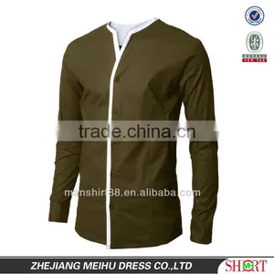 New Style Shirt Design for Men Fashion Clothing Popular Shirt no Collar for Men thumbnail-1