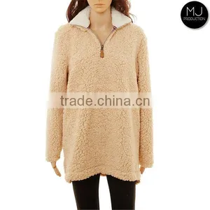 Wholesale Plus Size Clothing Women Fleece 1/4 Zip Sherpa Pullover thumbnail-2