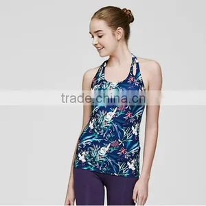 Women Summer Digital Prints Vest Strap Tie Fitness Tops Sports Custom Tank Top thumbnail-3