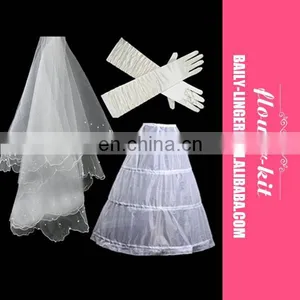 Bridal Wedding Accessories 3PCS Bridal Veils Gloves Peticoat Wholesale thumbnail-1