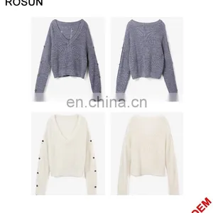 Girl Long Sleeves With Buttons Knit Pullover Sweater thumbnail-5