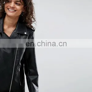 Women Popular Designs Custom pu Leather Jackets thumbnail-4