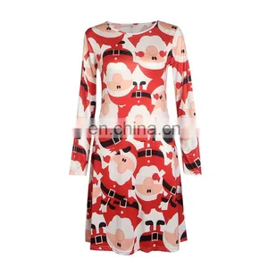 Christmas Evening Party Dress Long Sleeve Red Fashion Mini Christmas Dress thumbnail-2