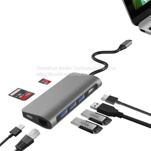 BL-U603 TYPE-C TO USB3.0x3+HDMI+RJ45+PD+SD/TF HUB 8 in 1 thumbnail-2