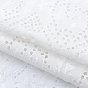 Embroidered Design Cutwork Border Voile Embroidery Cotton Lace Fabric thumbnail-3