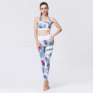 3D Print Sports Yoga Bra High Elastic Seamless Fashion Anti Cellulite Leggings Set thumbnail-4