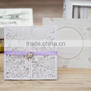 Gate Fold Natural Theme Elegant Laser Cut Wedding Invitation Card Rustic thumbnail-6