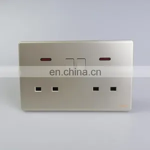 Fashion Senior Gold Household Wall Socket Copper Electrical Accessories Power Indicator New Style Wall Switch Socket thumbnail-2