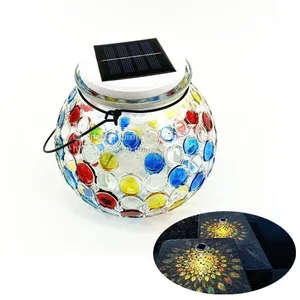 High Quality Outdoor Waterproof LED Round Color Jar Solar Wall Light for Gardens, Courtyards, Corridors, Parks thumbnail-1