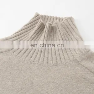 Best Material Oversized Chunky Knit Pullover Pure Cashmere Turtleneck Mock Neck Sweater for Women Casual Plus Size Winter Autumn thumbnail-3