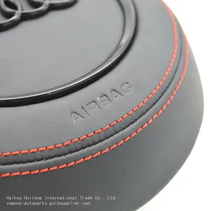 For Audi A4 B8 Leather Steering Wheel Airbag Cover Trim Cover White/Black/Red Stitching thumbnail-4
