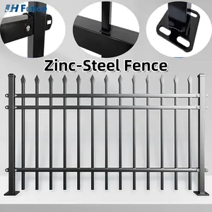 Modern Steel Garden Fence Galvanized Steel Picket 6'x8' Black Wrought Iron Fence Panels thumbnail-3