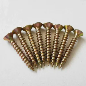 China Manufacturer Yellow Zinc Plated Particle Board Chipboard Screws Full Thread Pozi PZ Drive No Snapping Free Samples Full Sizes Available thumbnail-3