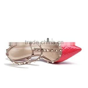 Red Stilleto Heel Spike Straps Mature Sexy Girl High Heel Shoes thumbnail-3
