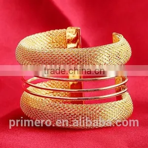 New Hight Quality Gold Wire Mesh Wide Open Cuff Bangle Punk Rock Bracelet Jewelry thumbnail-6