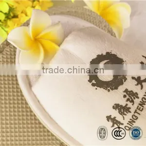 New Design Open Toe Poly Velour Slipper With Offset Printing Logo thumbnail-2