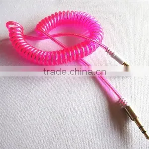Flexible Dc3.5m to Dc3.5m Spiral Metal Transperant Cable Extend Stereo Audio Aux Cable thumbnail-1