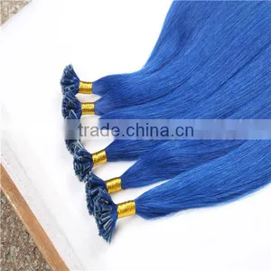 Blue Color u Tip Keratin Pre Bonded Human Hair Extension thumbnail-6