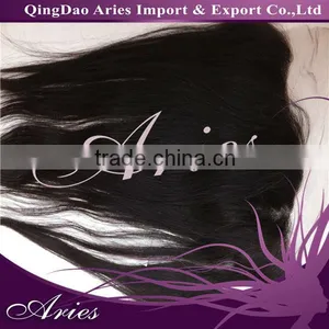 Lace Frontal Closure 13"*4" Remy Brazilian Virgin Human Hair Straight Mid Part (12", Natural Black Can be Dyed) thumbnail-1