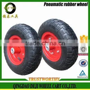 3.50-4 China DEJI Supplier Wheelbarrow Wheel Steel Rim Pneumatic Rubber Wheel thumbnail-3