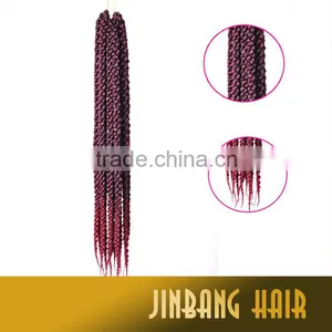 High Quality 3D 4 Strands 24inch 120g a Pack Synthetic Hair Twist Bug Color Cubic Braid thumbnail-3
