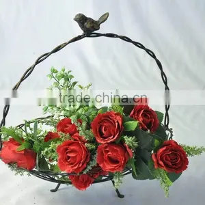 Handmade Country Style Antique Metal Fruit and Flower Basket thumbnail-1