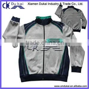 Men's Fleece Jacket, Heather Grey Fleece Sweatshirt, Knitted Jacket Without Hood thumbnail-1