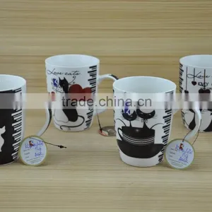 11OZ Lovely Cat Design Full Decal Print Coffee Cups, Shiny Surface New Bone China Mug, KL5004-10720 thumbnail-2