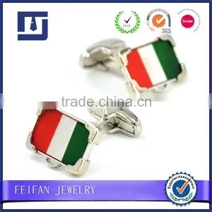 Craft Engraved Silver Metal Wholesale Italian Flag Cufflinks Flag Needlepoint Handmade Wedding Cufflinks From ODM Manufacturer thumbnail-1