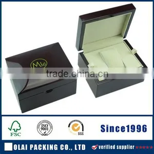 Dark Brown Rubber Wood Watch Box thumbnail-1