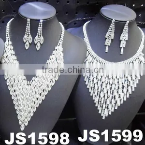 Moroccan Rhinestone Necklace Wedding Jewelry Set thumbnail-1