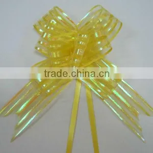 HOT SALE ! Yellow Organza Strip Butterfly Pull Ribbon Bow for Gift Decoration thumbnail-1