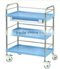 3-shelf Steel-plastic Hospital Cart Dining Room Trolley With Castor thumbnail-1
