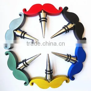 Aluminium Material Moustache Shape Wine Stopper Set for Promotion thumbnail-1