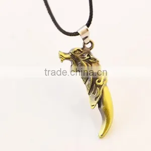 Popular Personality Stainless Steel Bronze Wolf Tooth Pendants Necklace thumbnail-5