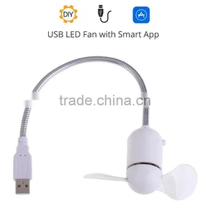 Smart Mini USB Bluetooth LED Message Fan Flexible Gooseneck Programmable For PC Notebook Soft PVC Fan Blade Plug and Play thumbnail-1