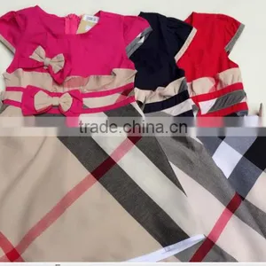 2016 Summer Baby Girls Grid Dresswith Short Sleeves thumbnail-1