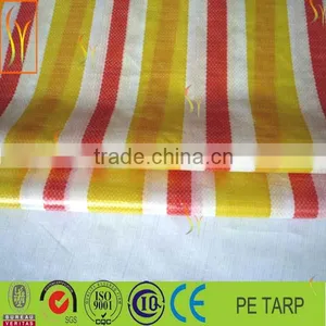Red/white/yellow Stripe Color PE Tarpaulin/100% Pure Good Quality PE Tent Tarps Truck Tarps thumbnail-1