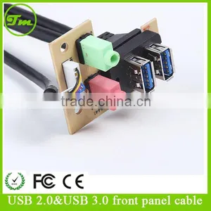 USB3.0 Cable Elbow+usb 2.0 Female+audio Cable+PCB13133 Panel Mount Cable thumbnail-1