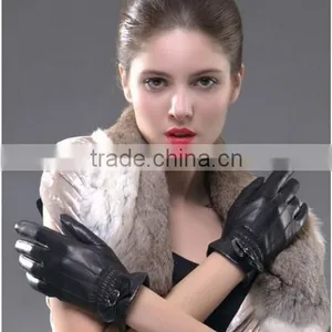 High Quality Custom Sexy Women Leather Gloves Genuine Black Sexy Women Leather Gloves thumbnail-2