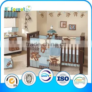 Monkey Embroidery Boy Design Toddler Bedding Sets thumbnail-1