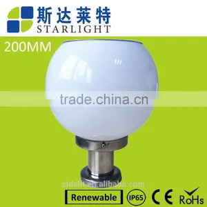 2016 White 20cm Round/circle Multiple-function Stainless Steel Pedestal Solar Pillar Light thumbnail-1