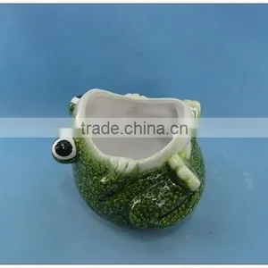Glazed Ceramic Garden Pot, Pottery Garden Decoration Frog Flower Pot thumbnail-1